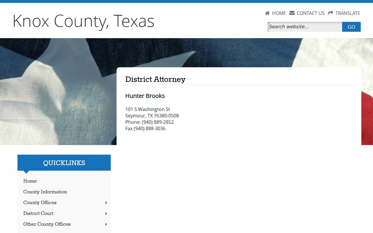 Official 50th Judicial District Attorney page for Benjamin felony cases