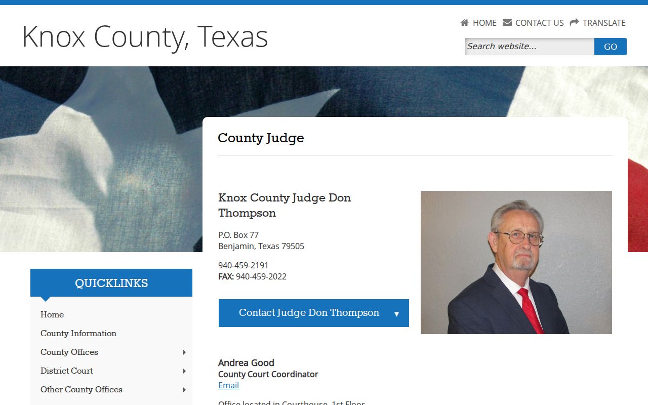 Official Knox County Court and coordinator page serving Benjamin