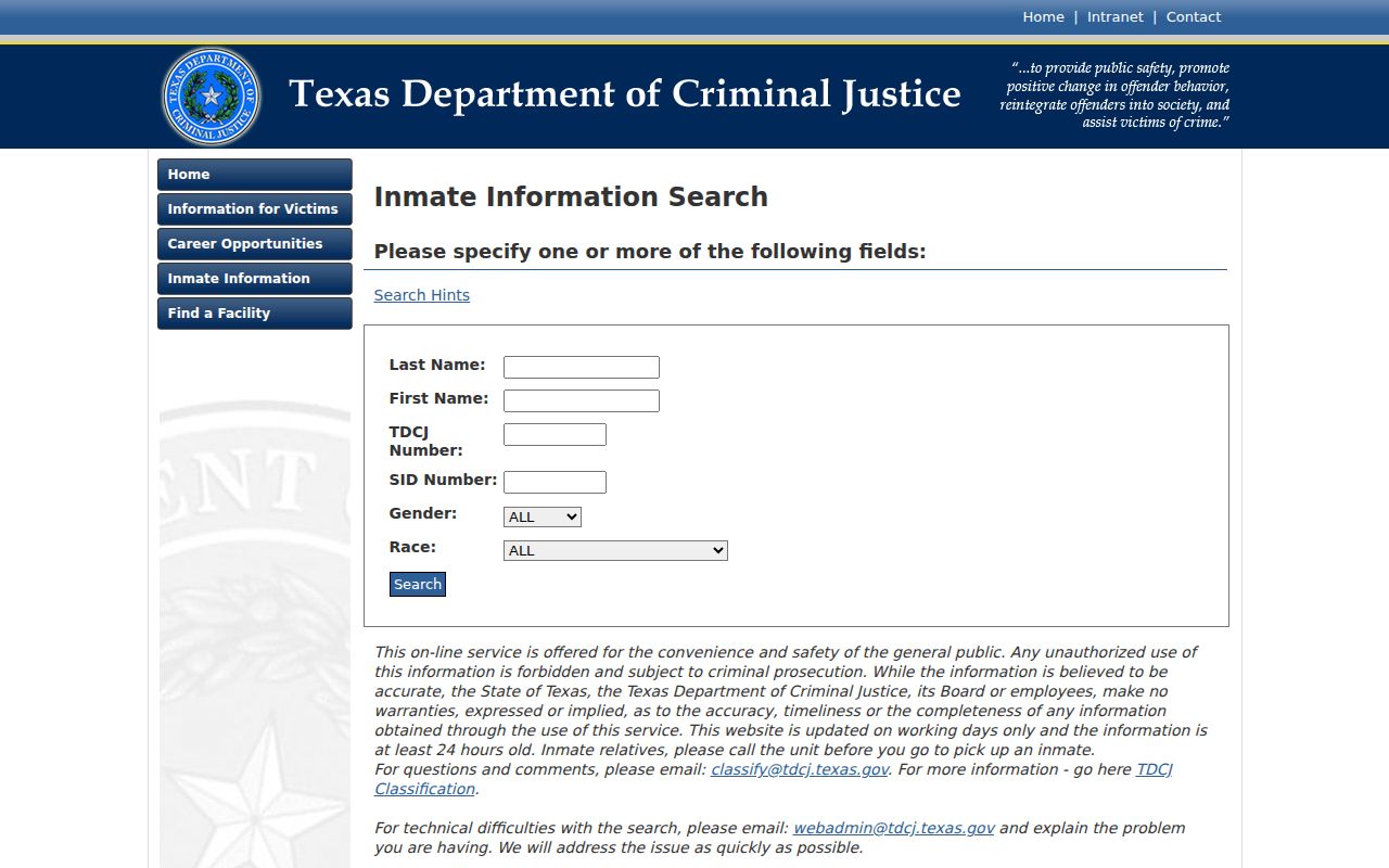 Knox County arrest lookup TDCJ inmate search