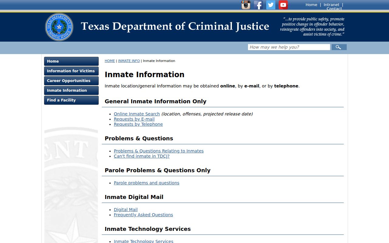 Knox County arrest lookup TDCJ offender information channels