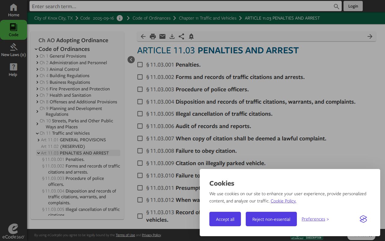 Knox City criminal citation records routing code