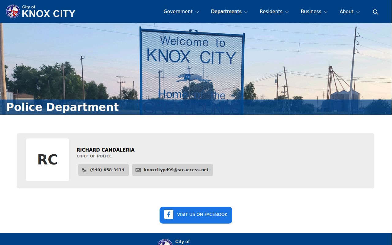 Knox City Police criminal records contact page