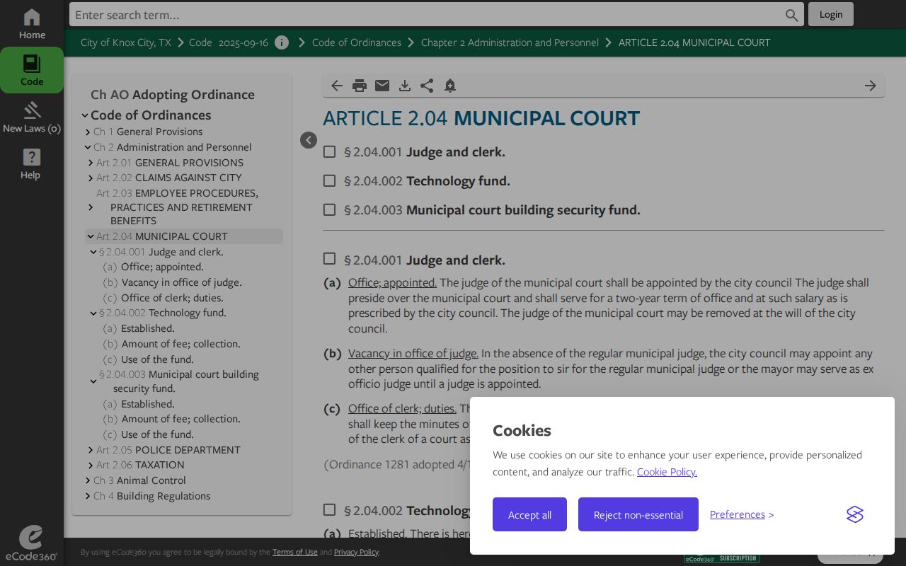 Knox City criminal records municipal court code