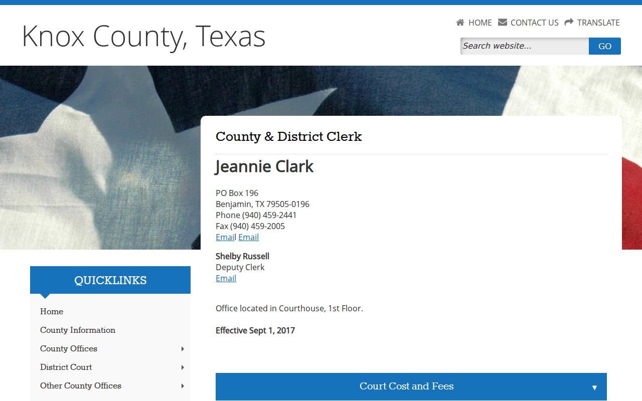 Knox County criminal court cases County and District Clerk page