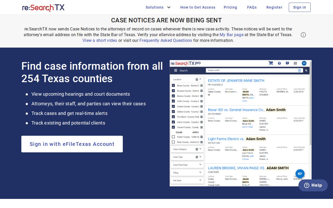 Knox County criminal court cases reSearchTX platform