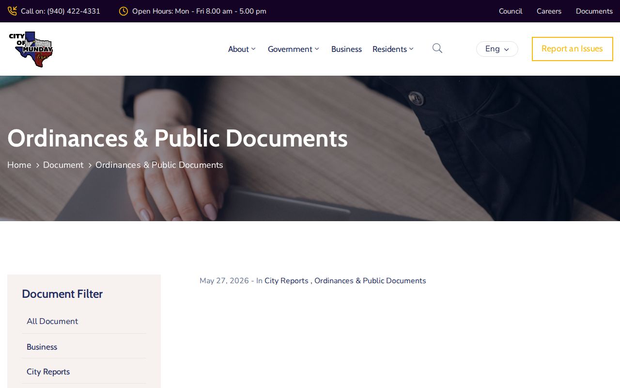 Munday ordinance library for local criminal and citation records